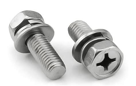 Stainless Steel Hex Head Phi Lips Drive Machine Screw With Two Washers