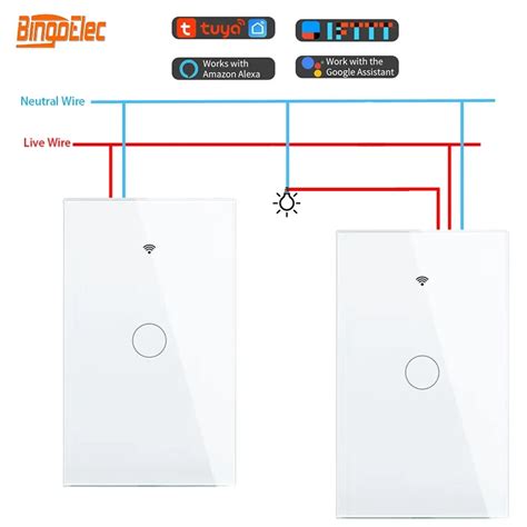 Bingoelec Neutral Wifi Touch Light Wall Switch Us Glass Tuya Smart Life