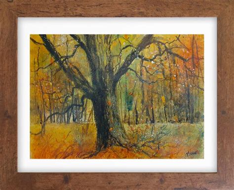 One Oak In Autumn Mixed Media Painting By Teresa Tanner Artfinder