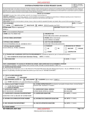 Fillable Online 8tharmy Korea Army DD Form 2875 SYSTEM AUTHORIZATION