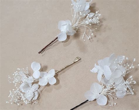 Gypsophila Hair Pins White Dried Flower Bobby Pins Bridal Hair Pins