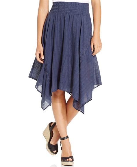 Lyst - Dkny Textured Handkerchief-hem Skirt in Blue