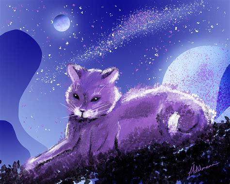 Purple Cat Digital Art by Jessie Adelmann - Pixels