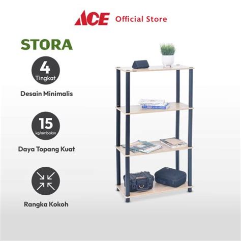 Jual Ace Stora Rak 4 Tingkat Kayu Cokelat Organizer Serbaguna Tempat