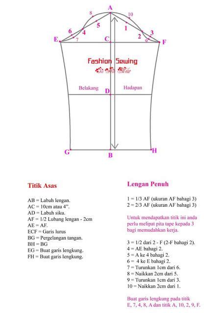 Melakar Pola Asas Lengan Asa Sewing Patterns Pola Lengan