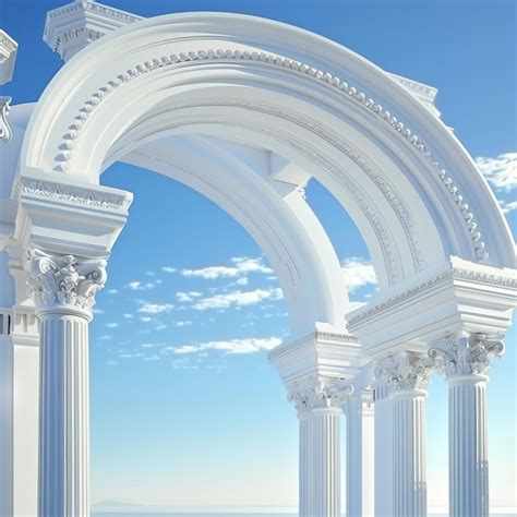 Traditional Greek Architecture With White Arch On Blue Sky Premium Ai