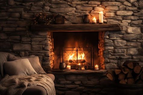 Premium AI Image | Cozy fireplace Authentic Simple living