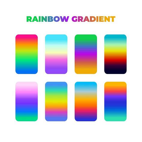 Set Of Different Colorful Rainbow Gradients Vector Trendy Linear