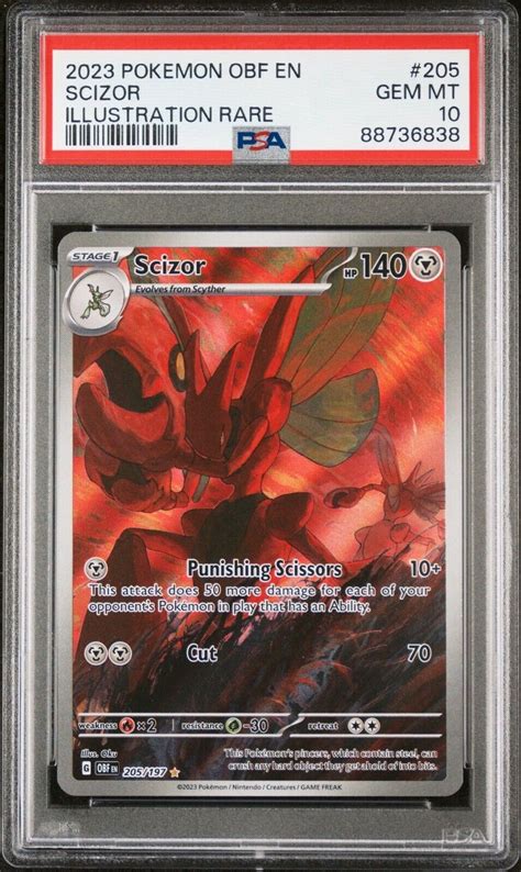 Pokemon Obsidian Flames Scizor Illustration Rare Psa