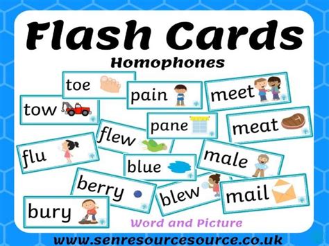 Homophone Flash Cards Teaching Resources