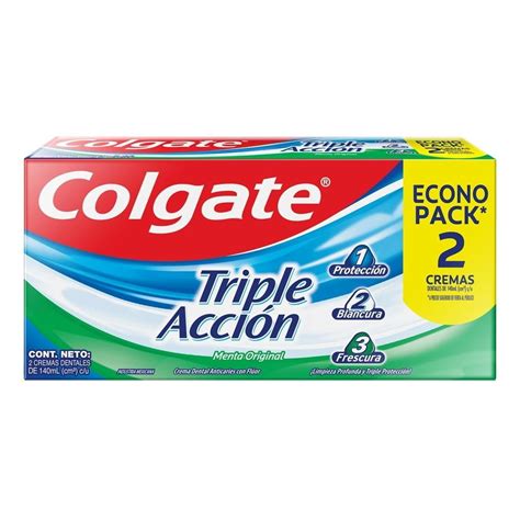 Crema dental Colgate Triple Acción menta original 2 pzas de 140 ml c u