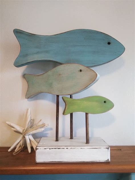 Rusticbarnandbeach Wooden Fish Decor Wooden Fish Fishing Decor