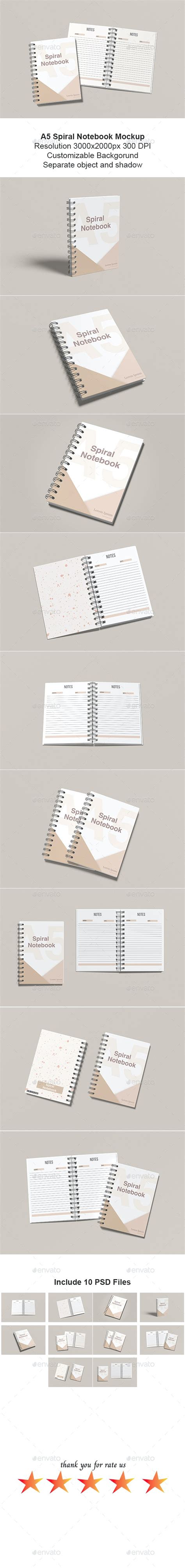 A5 Spiral Notebook Mockup Graphics Graphicriver