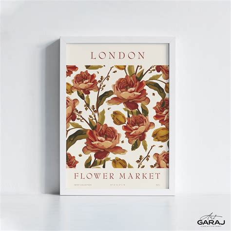 London Flower Poster Flower Market Poster Printable Modern Etsy