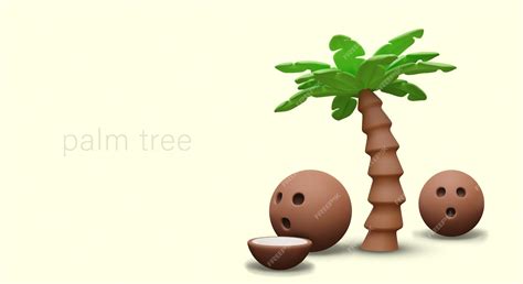 Premium Vector 3d Palm Tree And Coconuts In Cartoon Style Vector