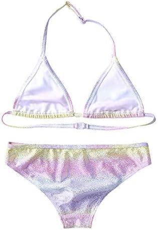 TiaoBug Bikinis Conjunto de Niñas Chicas Bañador Top de Cuello Halter Bikini Calzón Braguita