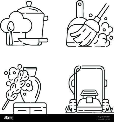 Household Chores Linear Icons Set Stock Vector Image Art Alamy