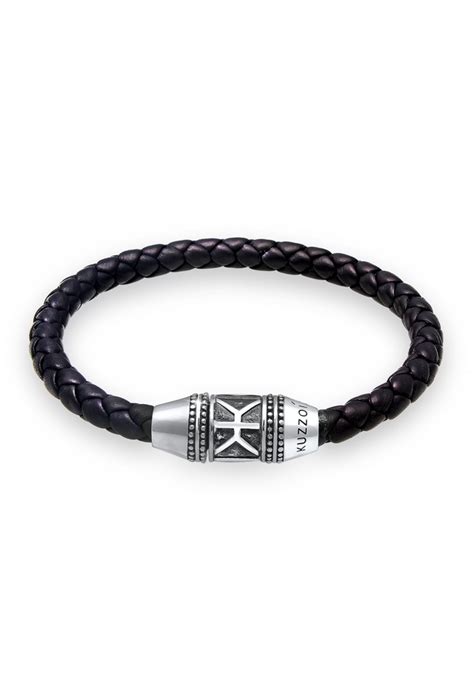 Kuzzoi Armband Herren Leder Logo Magnet Verschluß 925 Silber für BAUR