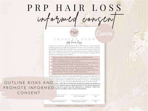 Editable Prp Injection Hair Loss Consent Intake Forms Platelet Rich