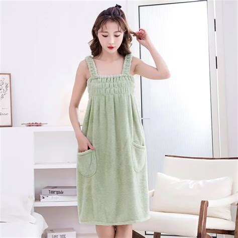 Washable Bathrobe Bath Towel Household Adults Absorb Water Polyester Dry Hair Skirt Long Style