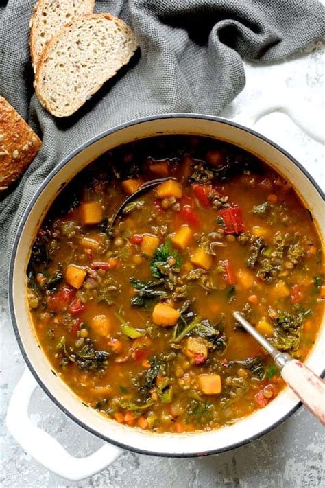 Kale Butternut Squash And Lentil Soup With Bacon Recipe Cart