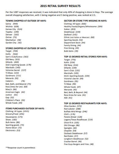 Retail Survey 15 Examples Format Pdf