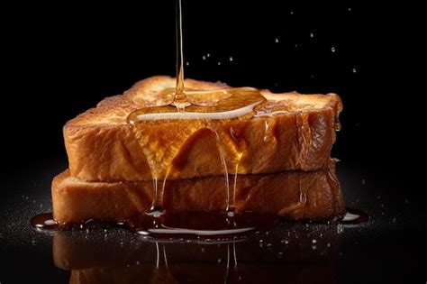 Premium Ai Image A Piece Of French Toast With Maple Syrup Being