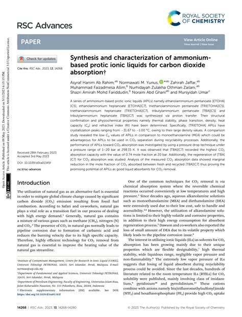 Pdf Synthesis And Characterization Of Ammonium Based Protic Ionic