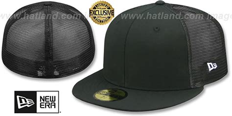 New Era MESH-BACK 59FIFTY-BLANK Black-Black Fitted Hat