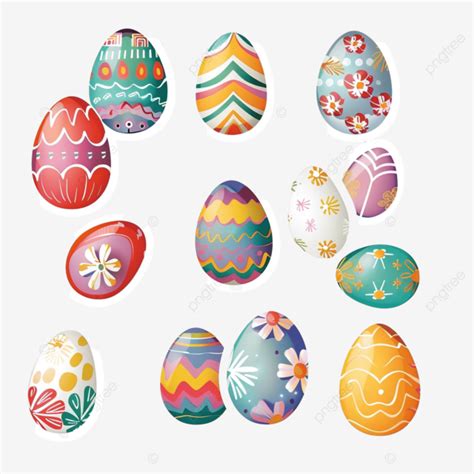 Pegatinas Decorativas Coloridas De Huevos De Pascua PNG Dibujos Pascua