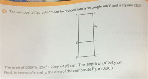 Solved The Composite Figure Abcd Can Be Divided Into A Rectangle Abfe