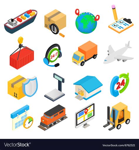 Logistics Isometric 3d Icons Royalty Free Vector Image