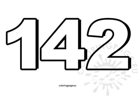 3D Number 142 | Coloring Page