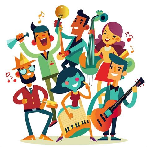 Premium Vector A Group Of People With Instruments And A Sign That