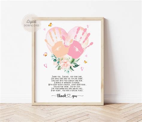 Daycare Teacher Appreciation Gift, Handprint Craft, Nursery Teacher Babysitter, Thank You ...