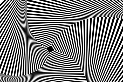 Black Op Art Striped Square Spiral Vector Template Distorted Wavy