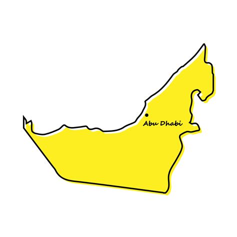 Simple Outline Map Of United Arab Emirates With Capital Location 21852411 Vector Art At Vecteezy