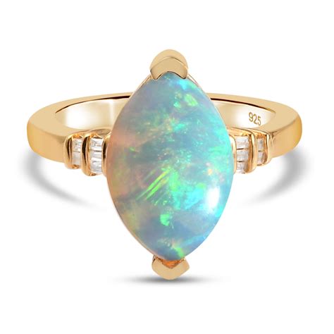 Natürlicher äthiopischer Opal und Diamant Ring 2 89 ct SHOPLC