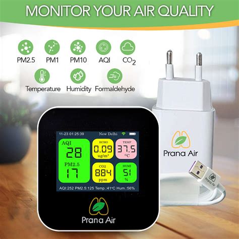 Prana Air CAIR Air Quality Monitor Measuring AQI PM2 5 PM10 CO2