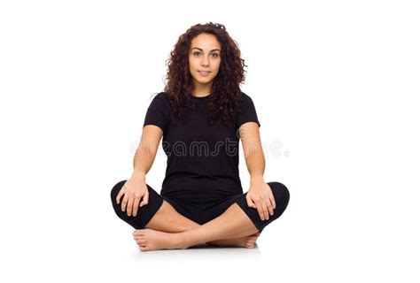 Brunette Woman Doing Yoga Exercises Stock Photo Image Of Light Lifestyle