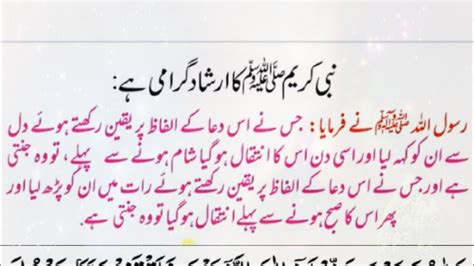 نبی کریم صلی اللہ علیہ وسلم کا ارشاد گرامی ہے جس نے اس دعا کے الفاظ پر یقین رکھتے ہوئے Daily Dua