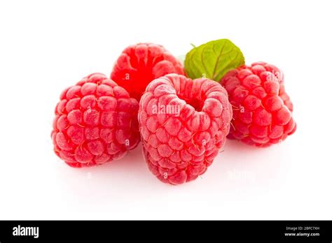 Raspberry Fruit Isolated Over White Background Stock Photo Alamy