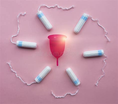 Menstrual Cup And Tampons Reusable Menstrual Cup Is An Alternative To Disposable Tampons Stock