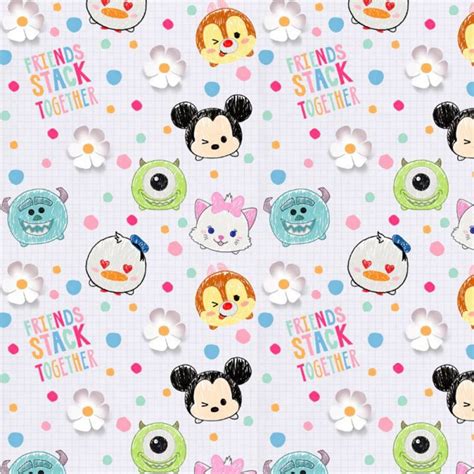 100 Cotton Fabric Springs Creative Disney Tsum Tsum Friends Stack Together