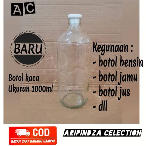 Jual BOTOL KACA 1 LITER BARU BOTOL JAMU BOTOL BENSIN BOTOL JUS