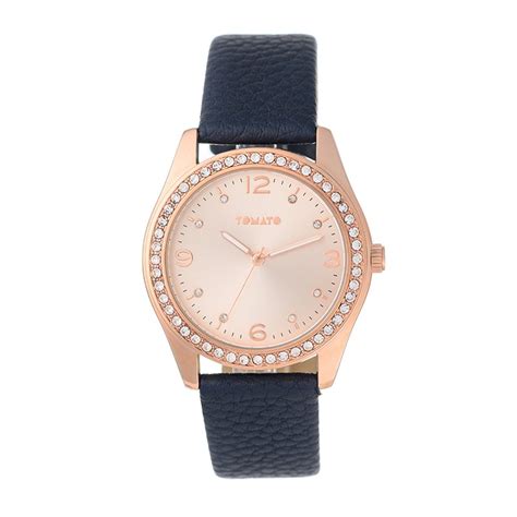 Tomato Ladies Mop Look Dial 39mm Rose Gold Case With Blue Strap Watch