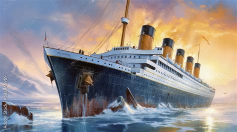 Titanic crash with iceberg Stock Illustration | Adobe Stock