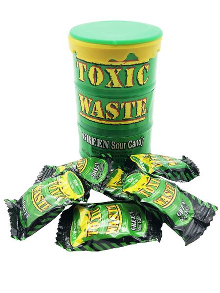 Кислые леденцы Toxic Waste Green Sour Candy зеленая бочка 42 г