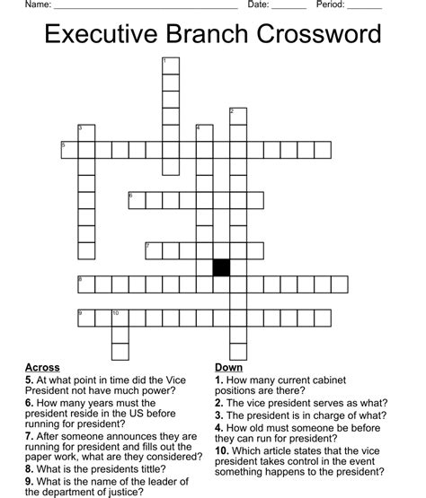 Executive Branch Crossword Wordmint