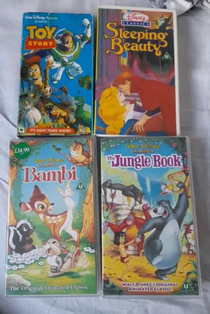 DISNEY CLASSICS 4 X Retro VHS Tapes BAMBI SLEEPING BEAUTY TOY STORY